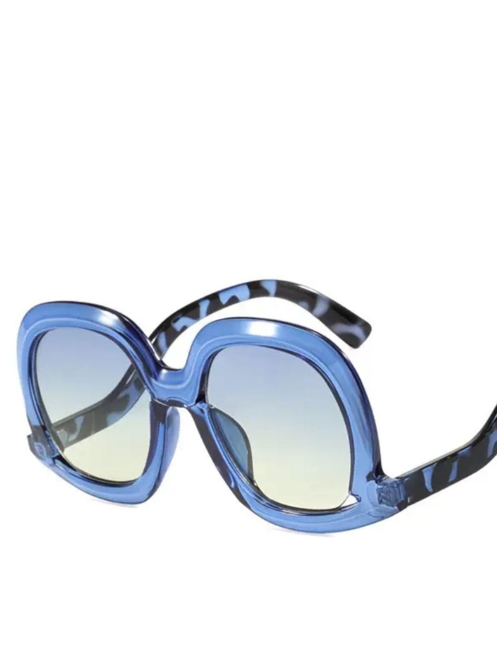 Blue Oversized Round Tortoise Arm Sunglasses - Picture 11 of 13